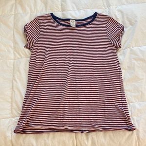 FREE PEOPLE RED WHITE AND BLUE STRIPED COTTON TSHIRT